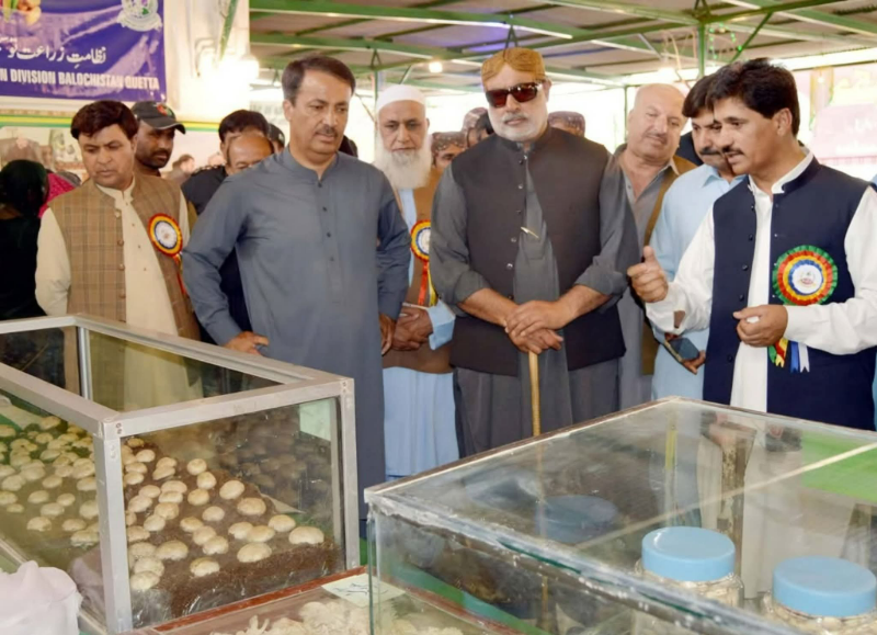 Mr. Masood Ahmed Baloch Director General Agriculture Extension briefing the guest on Sibi Mela 2025